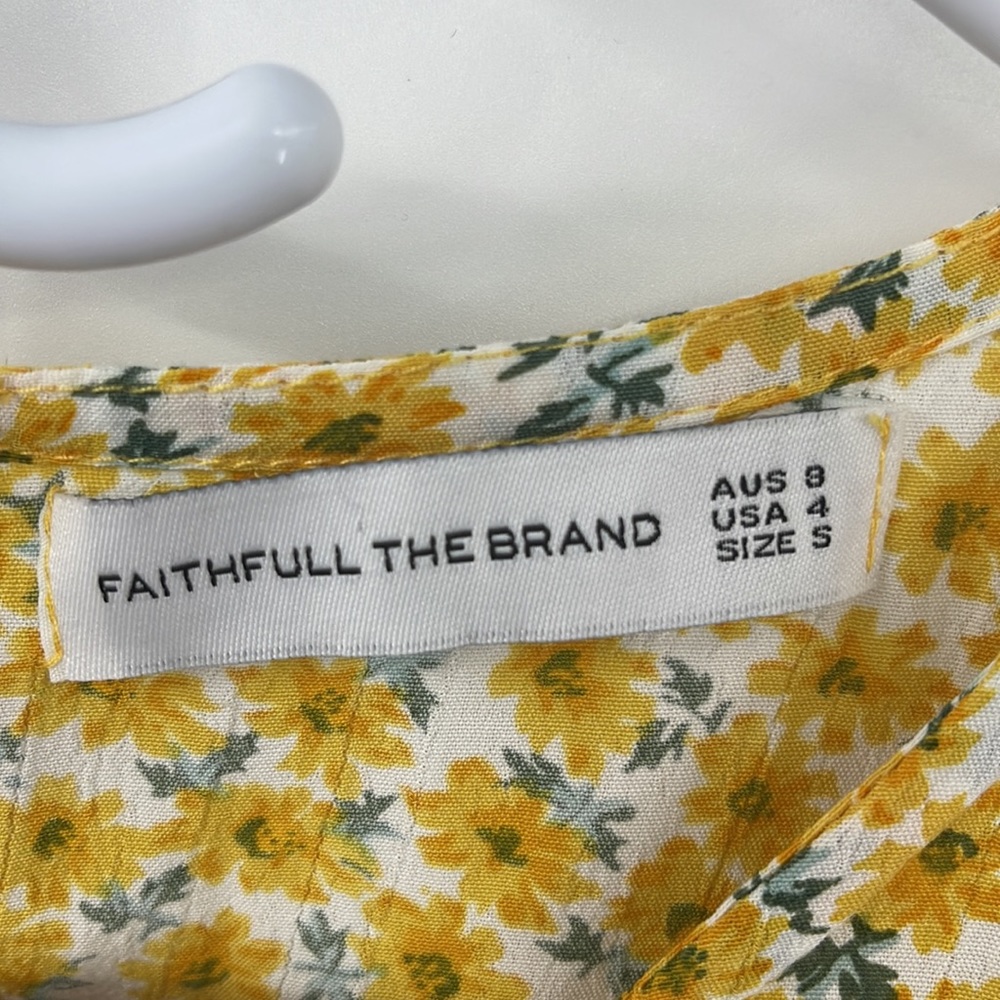 Faithfull The Brand Yellow Floral Women's Sun Dress Mini Dress - Picture 12 of 15